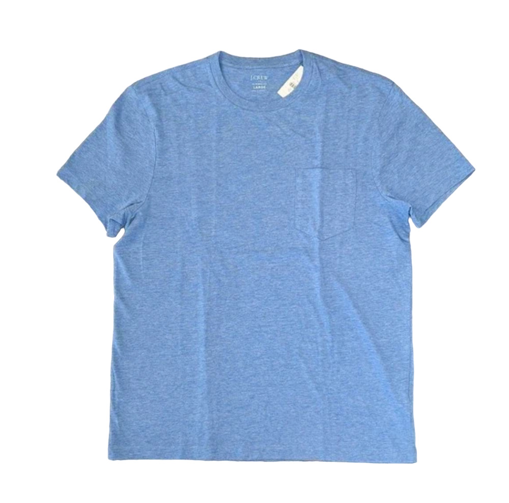 NWT J. Crew Men's Seacoast Blue Heathered Slim Washed Jersey Pocket